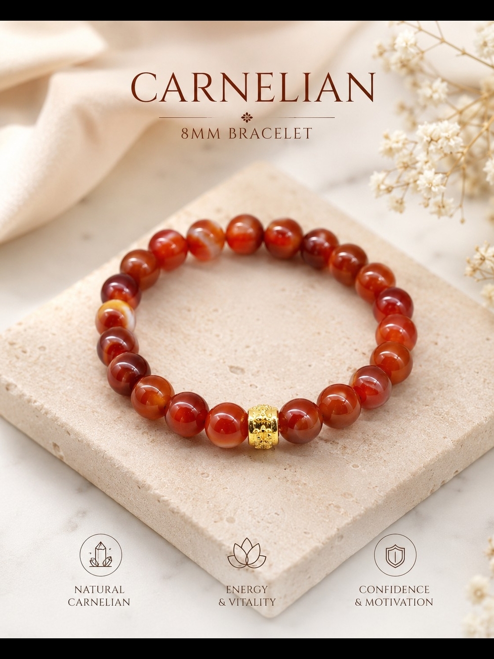 8mm Beaded Bracelet with Gold Accent - Women Jewelry